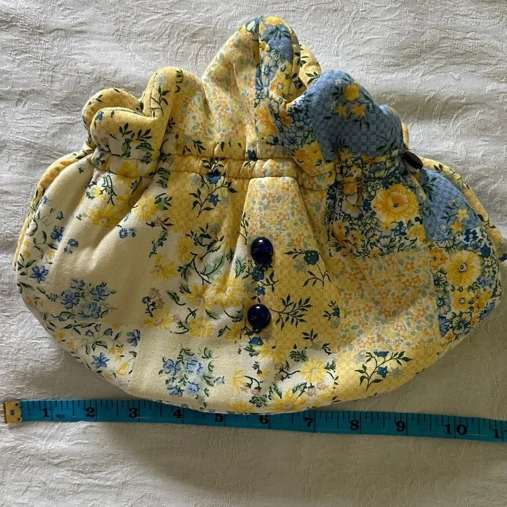 Hand Crafted Tea Cozy Floral Yellow and Blue